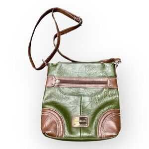 Stone & Co Green & Brown Vegan Leather Crossbody Shoulder Bag
